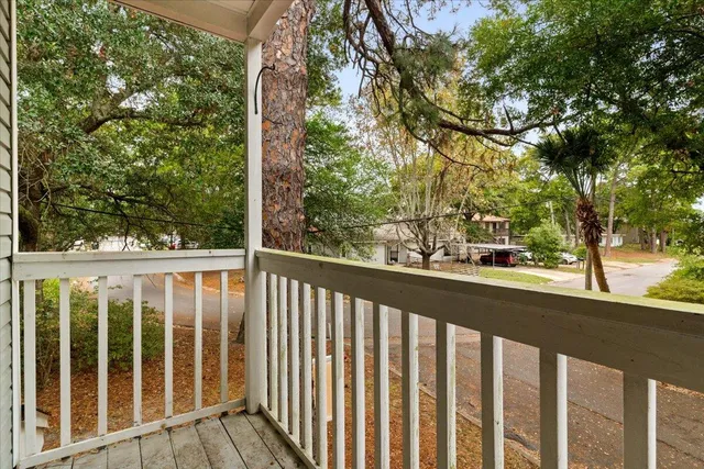 a view of a wooden deck