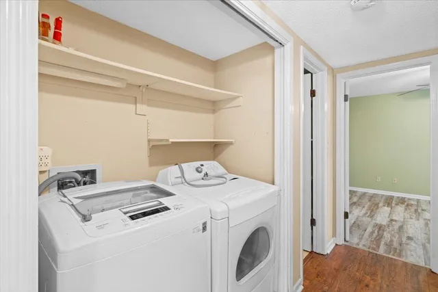 a utility room with dryer and washer