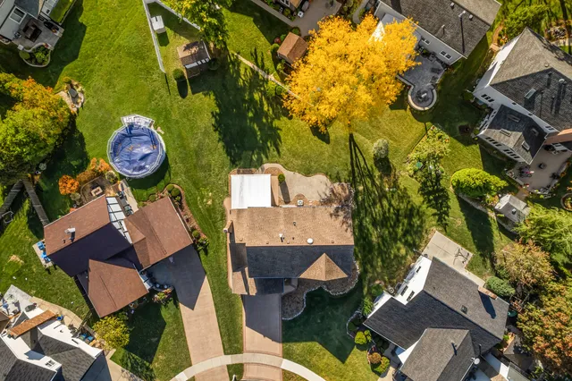 an aerial view of multiple house