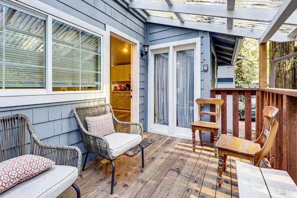 a outdoor view with a sitting space