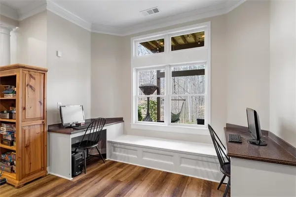 a view of a wrought iron fences