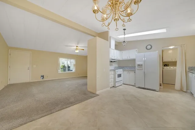 a view of a livingroom with a chandelier