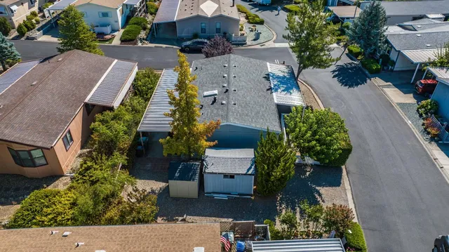 an aerial view of a house