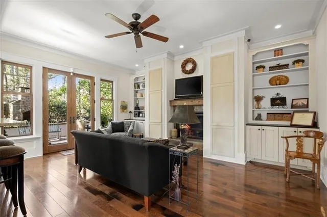 a view of a patio in backyard