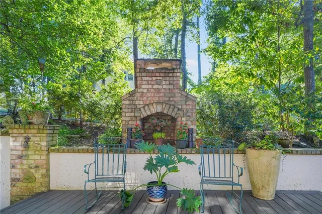 a view of fountain in the garden