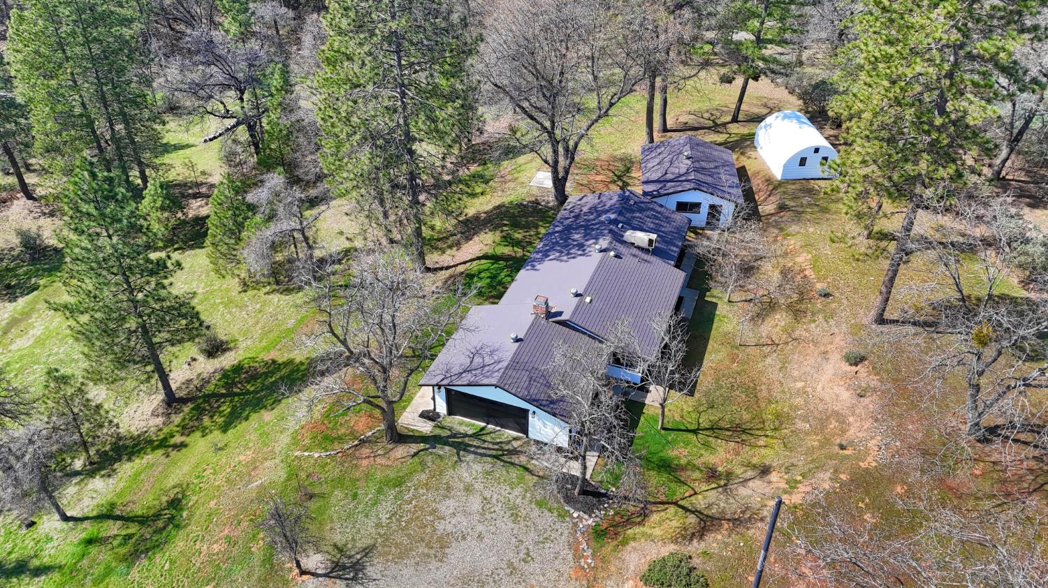5518 East Whitlock Road Mariposa, CA 95338 - Photo 4 of 57 an aerial view of a house with a yard and large trees