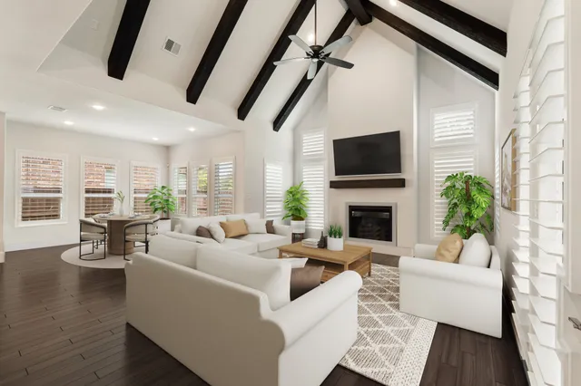 a spacious bedroom with a bed and a window