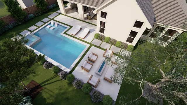 an aerial view of house with yard