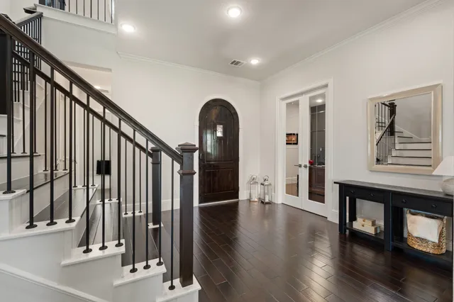a workspace with furniture and wooden floor