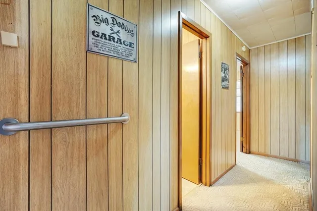 a view of a bathroom with sliding door