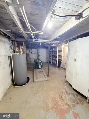 a view of a storage room with a garage