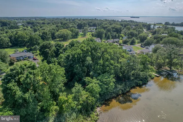 an aerial view of a houses with yard and lake view