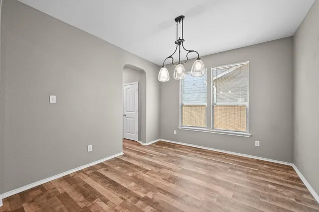 a view of a chandelier in a room