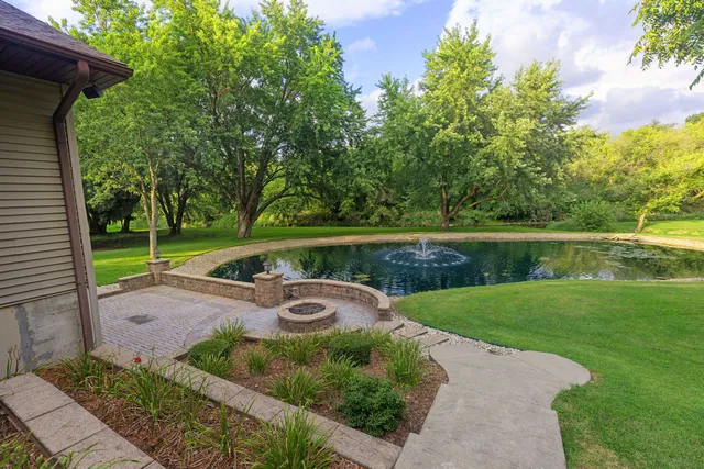 a view of a garden with an outdoor space