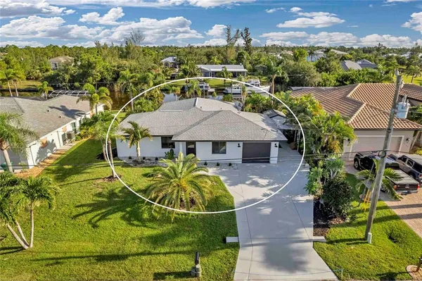 an aerial view of a house