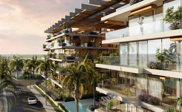 a picture of a bench in front of building