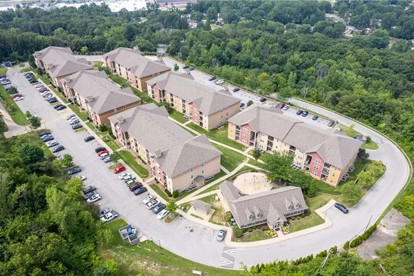an aerial view of a house