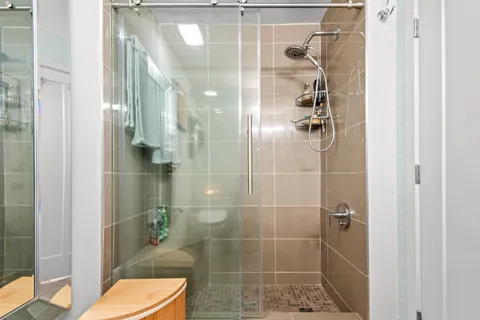 a bathroom with a shower