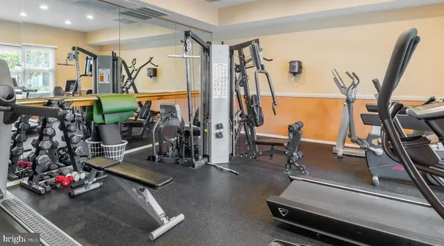 a view of a room with gym equipment