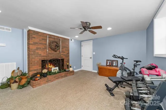 a room with furniture and a chandelier