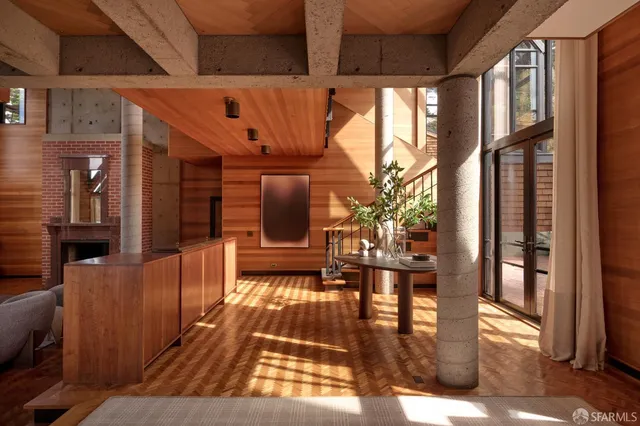 a view of balcony with a potted plant