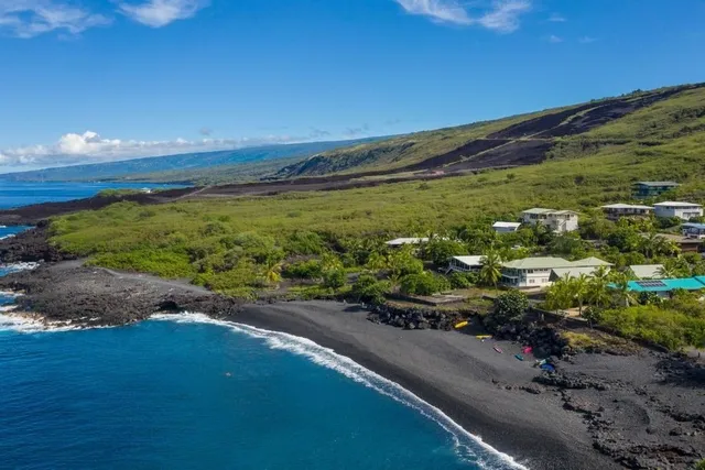 a view of a lake with beach