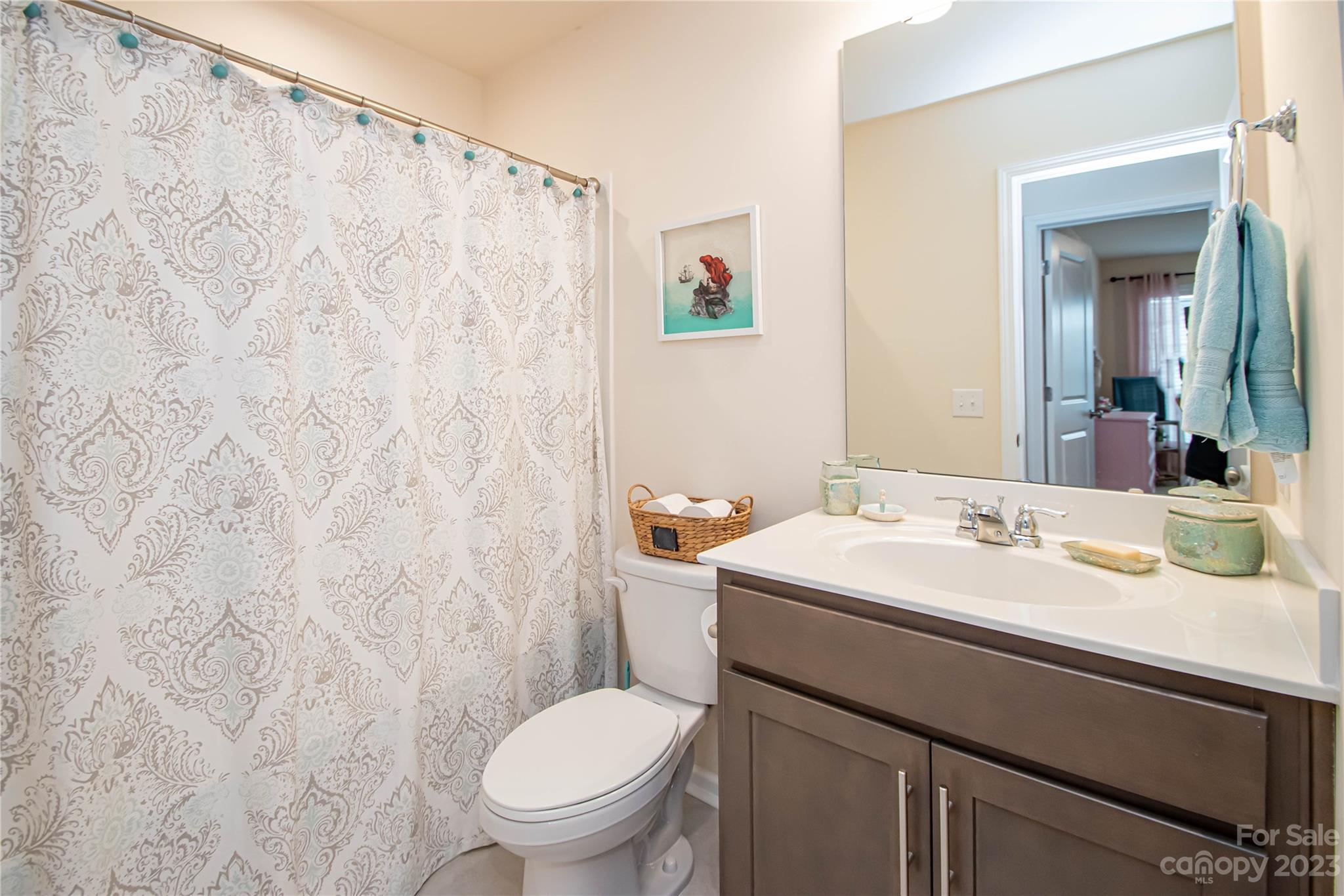 489 Hunters Dance Road Fort Mill, SC 29708 - Photo 16 of 36 a bathroom with a sink a toilet and a mirror