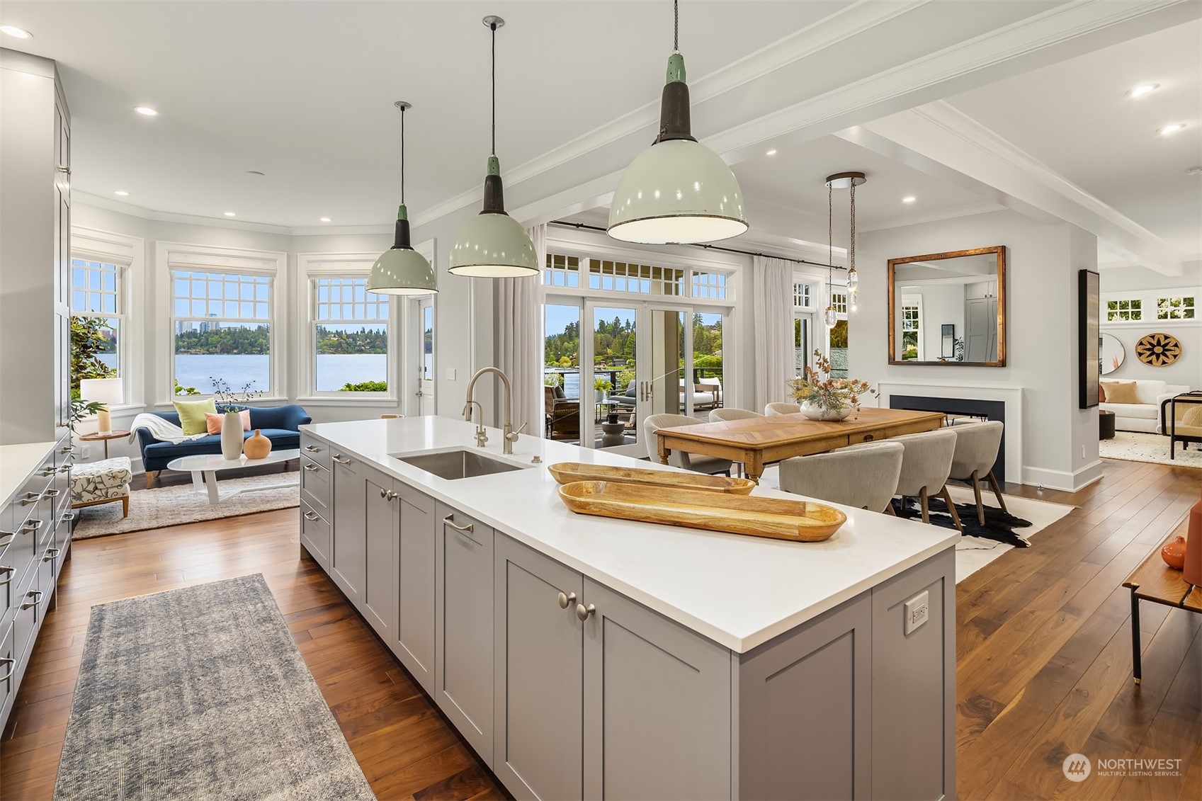 7270 North Mercer Way Mercer Island, WA 98040 - Photo 11 of 40 a large kitchen with kitchen island a large island in it
