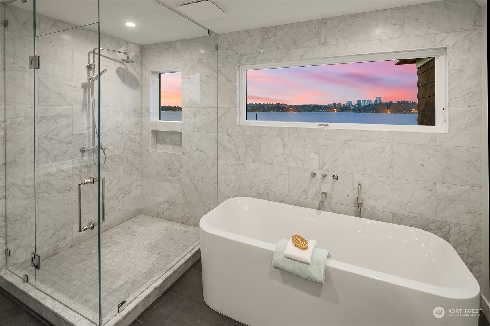 7270 North Mercer Way Mercer Island, WA 98040 - Photo 27 of 40 a bathroom with a tub and a shower