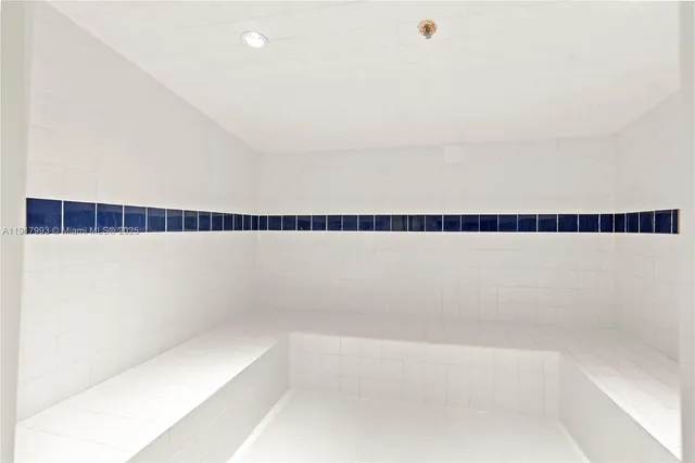 a bathroom with a bathtub