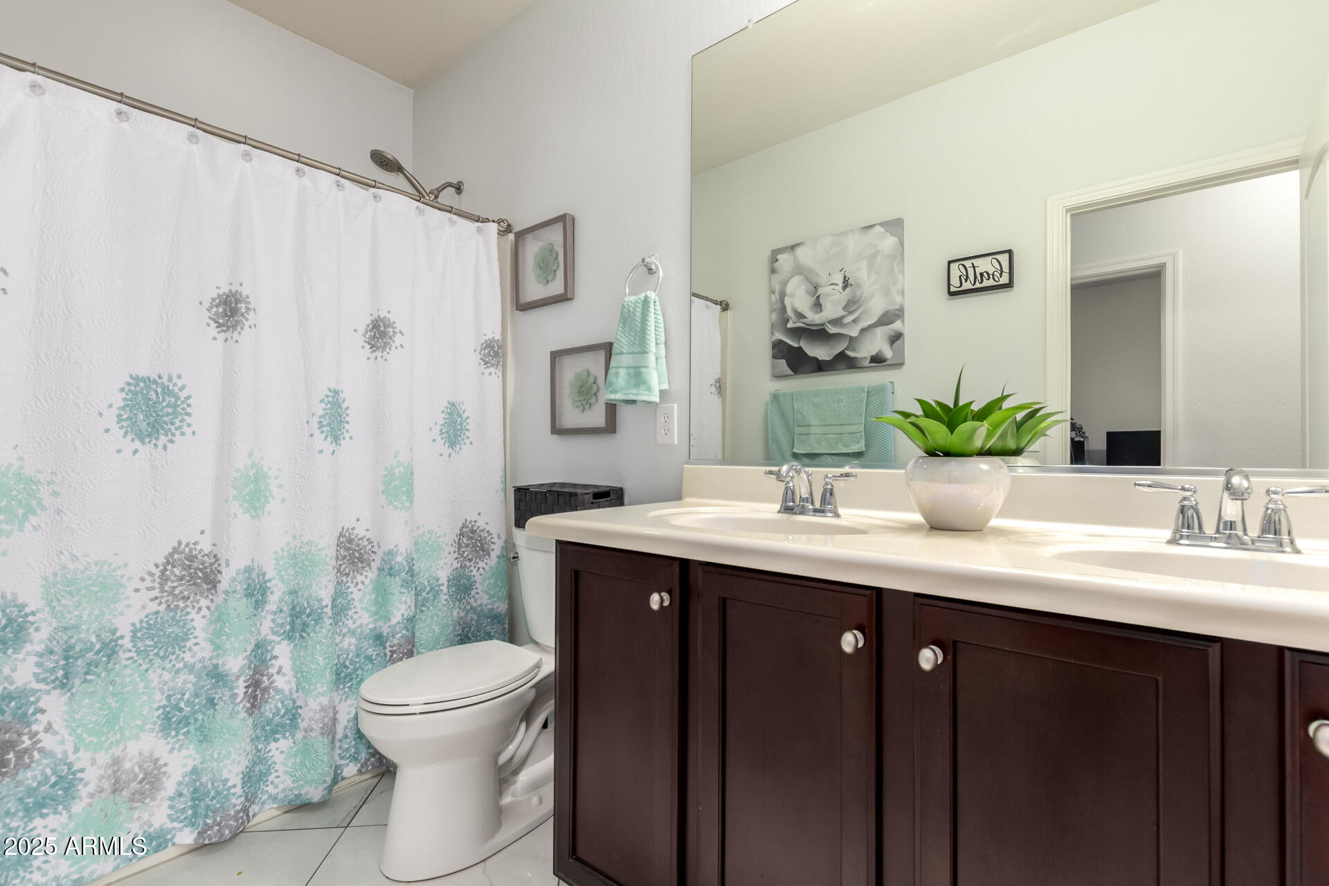 6641 West Georgetown Way Florence, AZ 85132 - Photo 27 of 35 a bathroom with a granite countertop sink a toilet and a shower