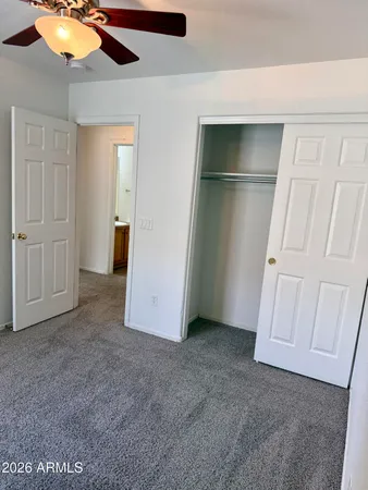 an empty room with closet