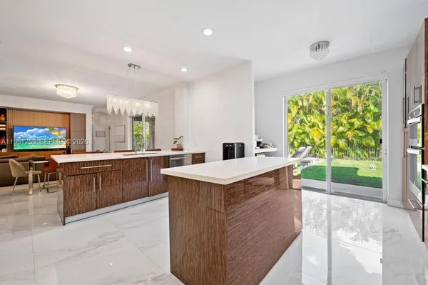 a kitchen with lots of counter top space