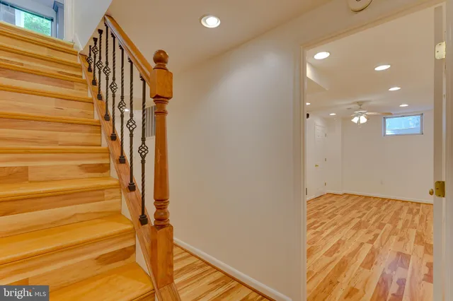 a view of entryway with wooden floor