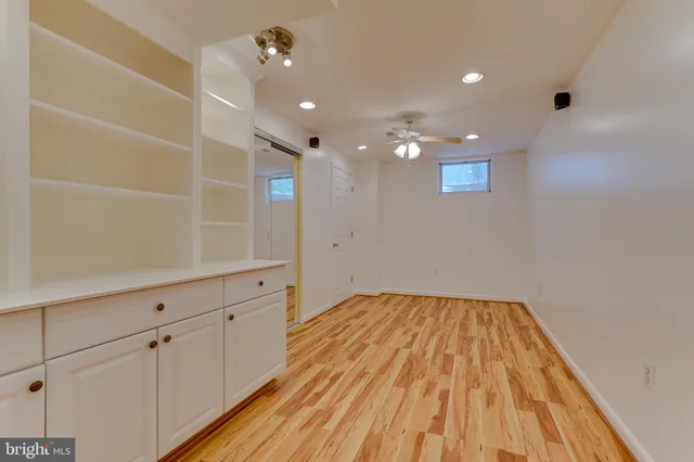 a view of kitchen with wooden floor