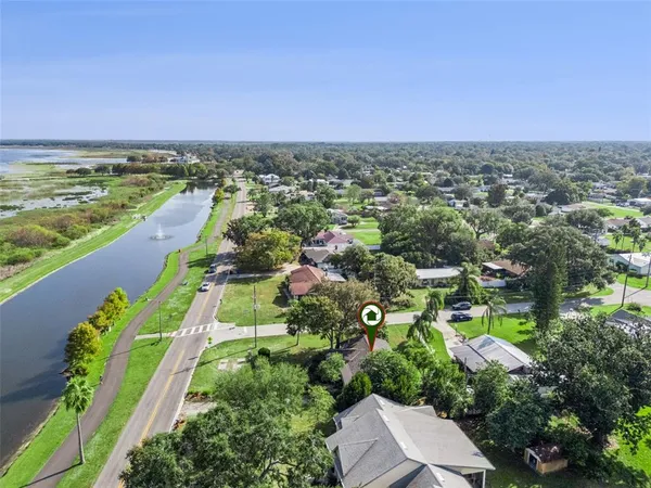 an aerial view of a house