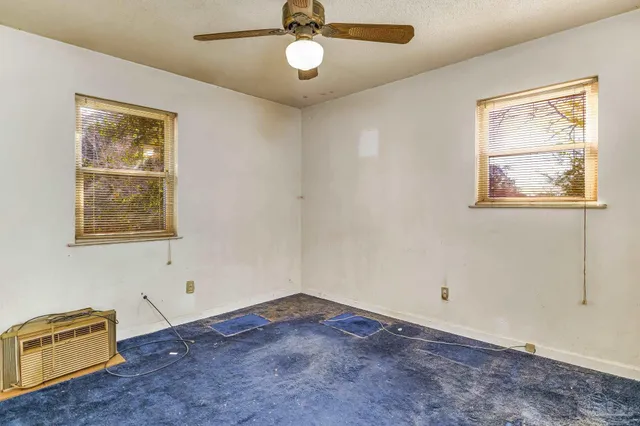 a view of a room with a window