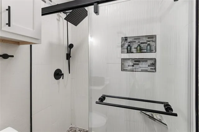 a bathroom with a shower
