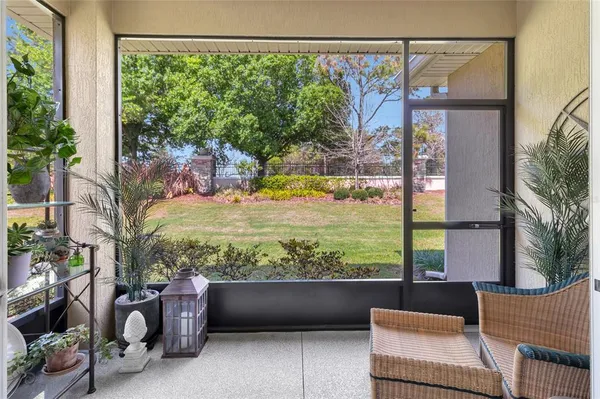 a view of an outdoor sitting area