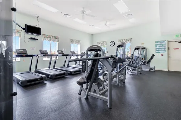 a view of a room with gym equipment