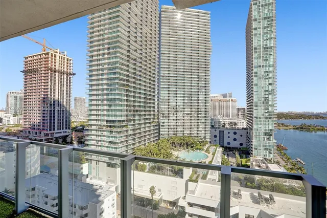 a view of a balcony with a lake view
