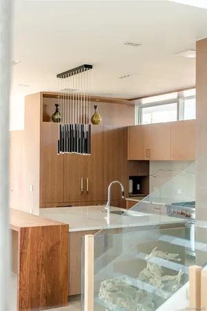 a view of a kitchen cabinets