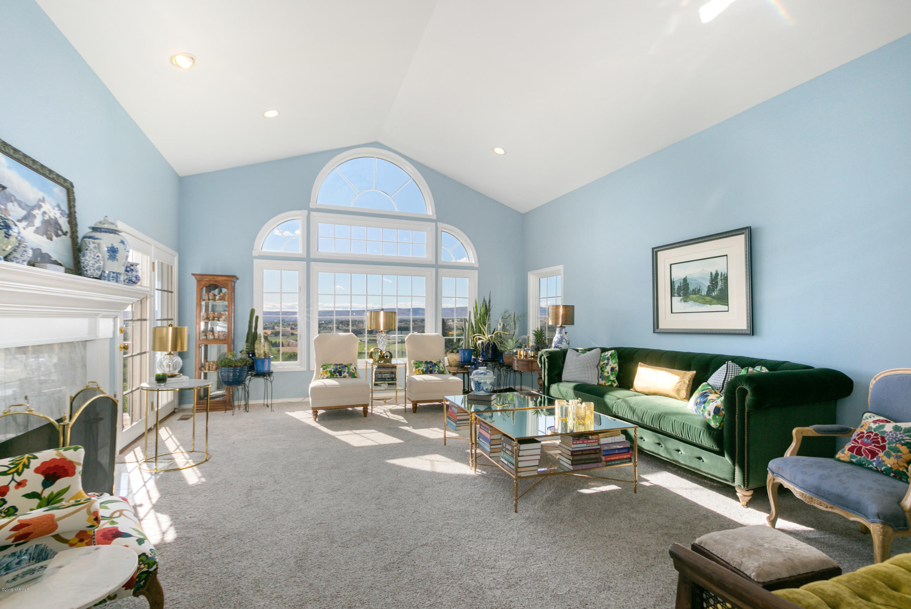 14771 Summitview Ext Road Yakima, WA 98908 - Photo 8 of 45 a living room with furniture a fireplace and a large window