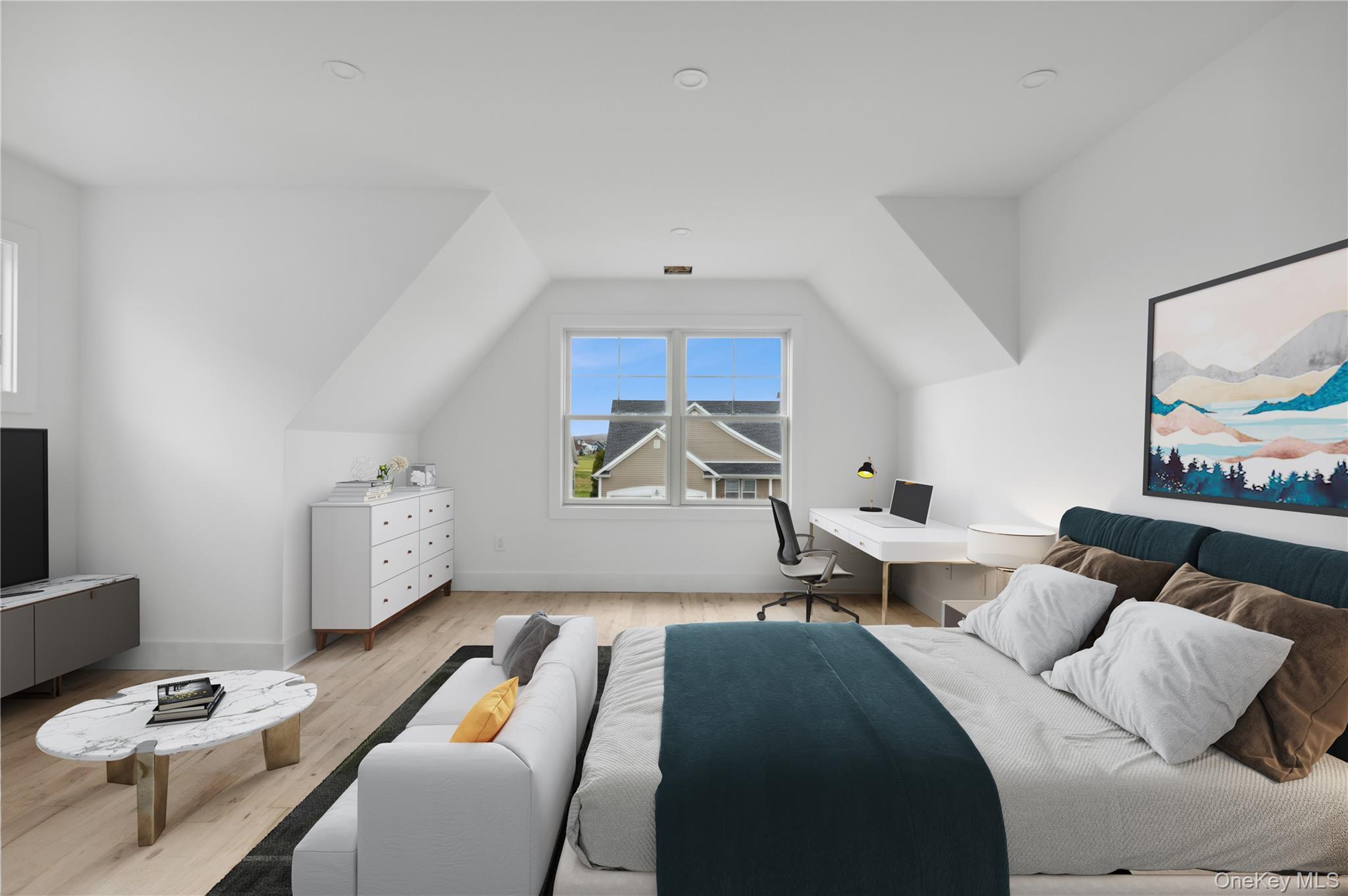 74 Tyler Drive Riverhead, NY 11901 - Photo 21 of 23 Bedroom featuring lofted ceiling, baseboards, and light wood-type flooring