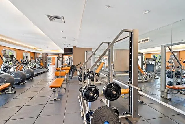a view of a room with gym equipment