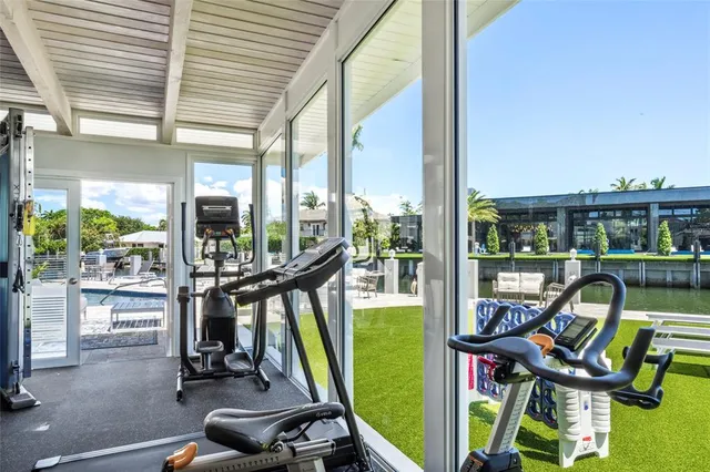 a view of a room with gym equipment
