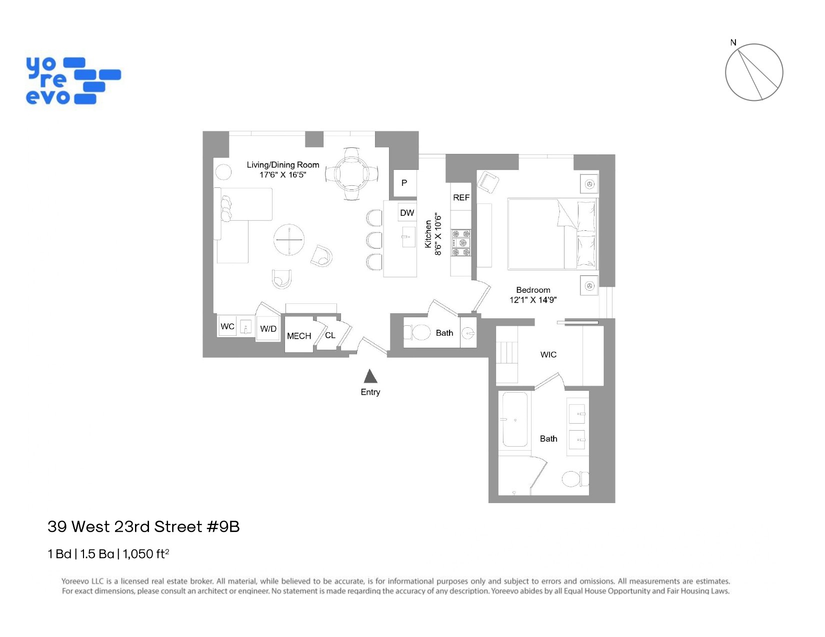 39 West 23rd Street, Unit 9B Manhattan, NY 10010 - Photo 16 of 16 a picture of a floor plan