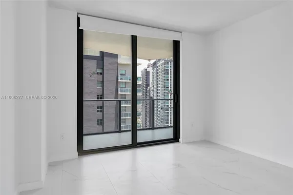 an empty room with closet