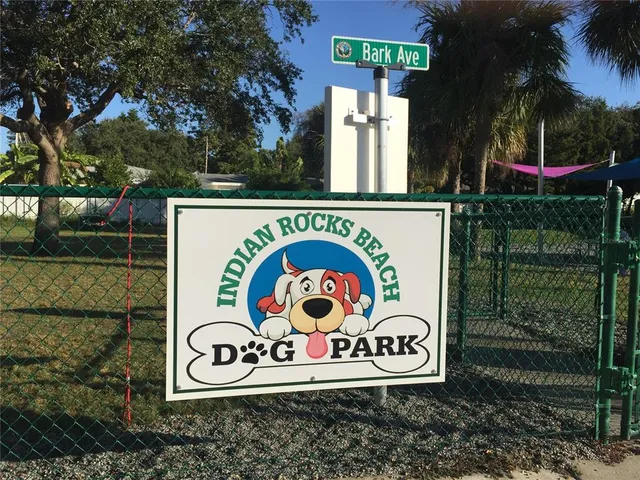 a view of a park with slide