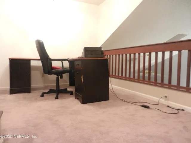 a view of a terrace with a chair